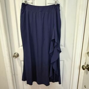 Halara XL Breezeful High Waisted Aysmmetric Navy Blue Ruffle Maxi Skort Ahletic